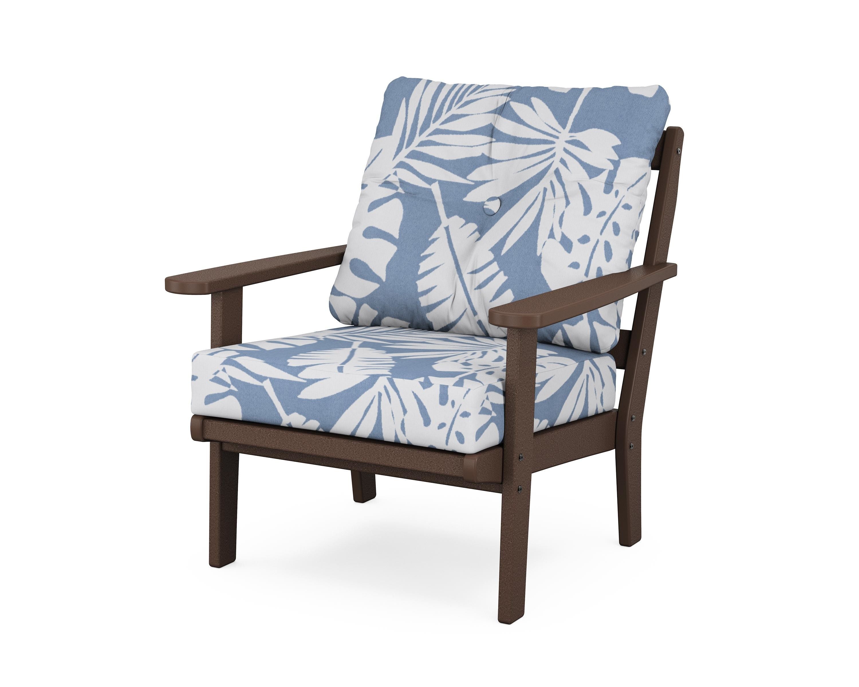 POLYWOOD® Mission Deep Seating Chair in Mahogany / Leaf Sky Blue