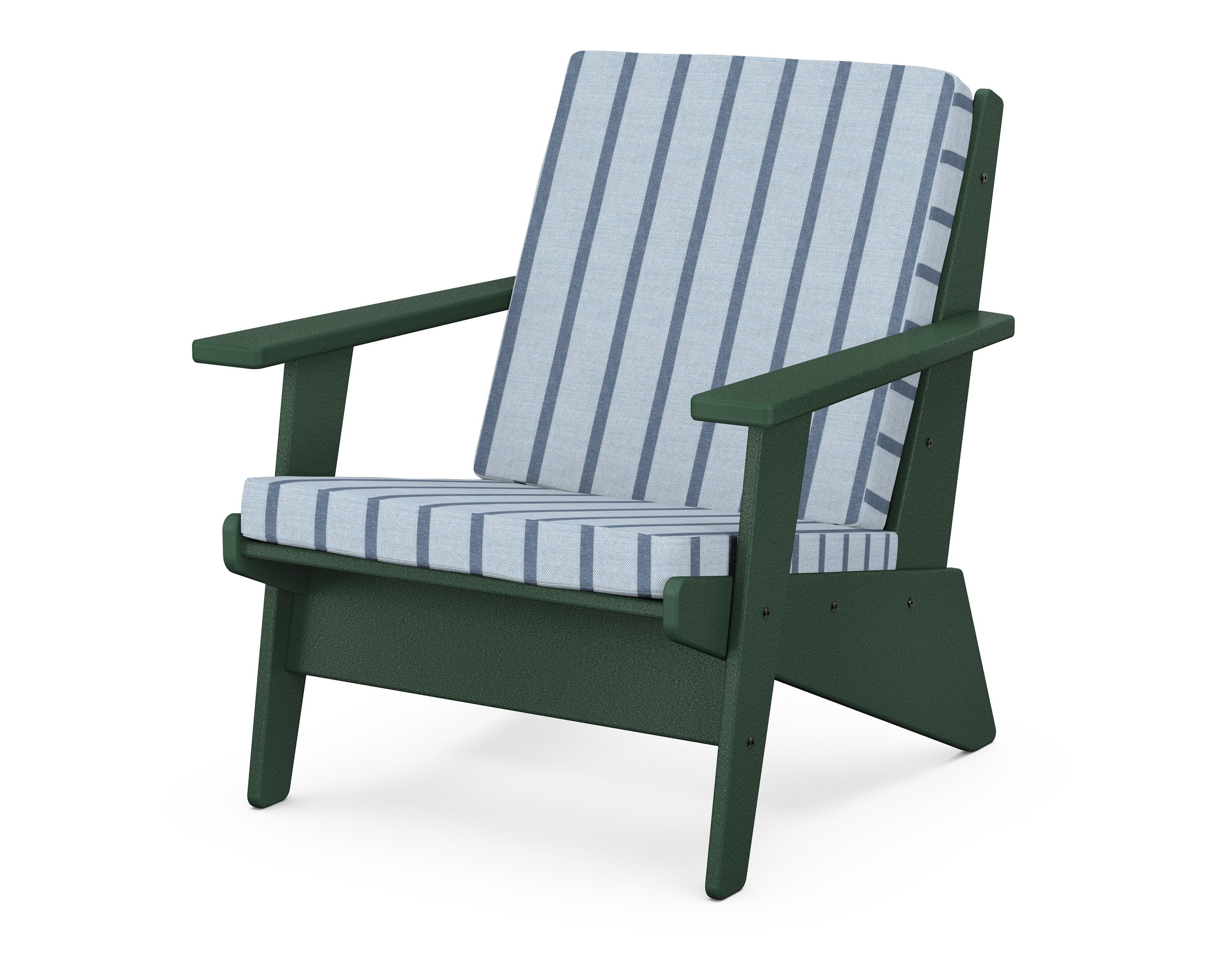 POLYWOOD® Riviera Modern Lounge Chair in Green / Unwind Sky