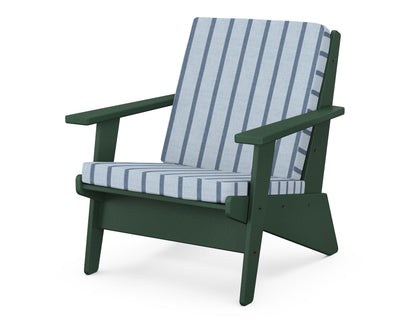 POLYWOOD® Riviera Modern Lounge Chair in Green / Unwind Sky