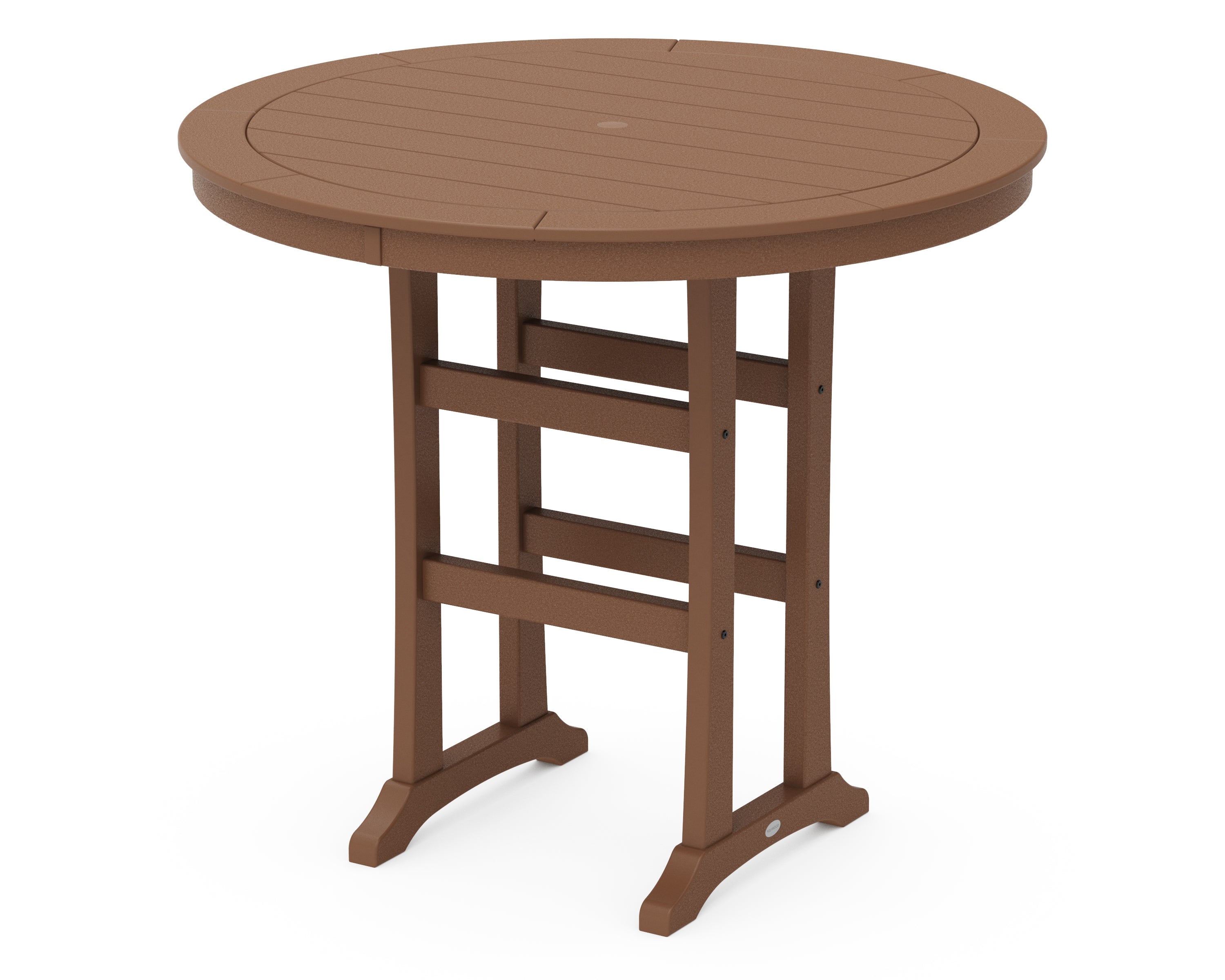 POLYWOOD® Nautical Trestle 48" Round Bar Table in Teak