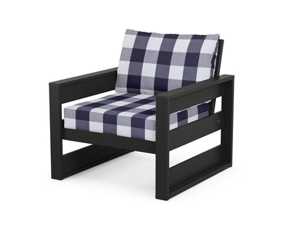 POLYWOOD® Westport Club Chair in Black / Buffalo Plaid Navy