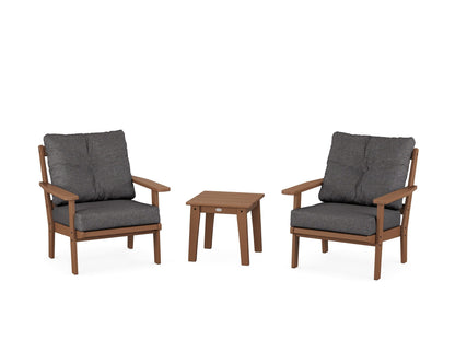 POLYWOOD® Oxford 3-Piece Deep Seating Set in Teak / Ash Charcoal