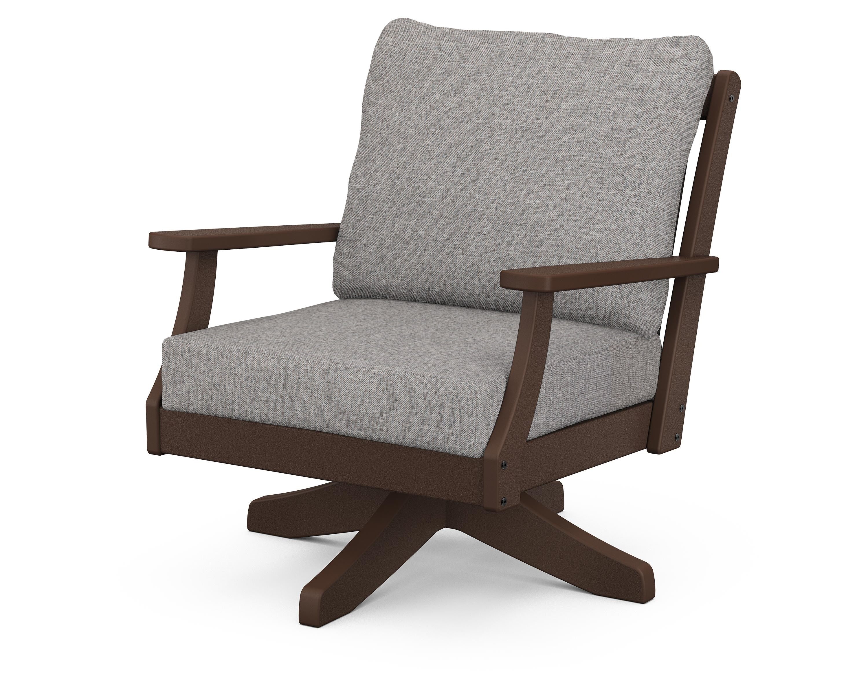 POLYWOOD® Braxton Deep Seating Swivel Chair in Mahogany / Grey Mist
