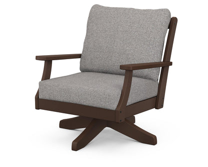 POLYWOOD® Braxton Deep Seating Swivel Chair in Mahogany / Grey Mist