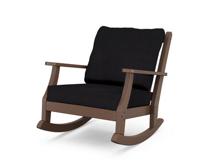 Country Living Wovendale Deep Seating Rocking Chair in Mahogany / Midnight Linen
