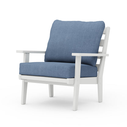 POLYWOOD® Grant Park Deep Seating Chair in White / Sky Blue