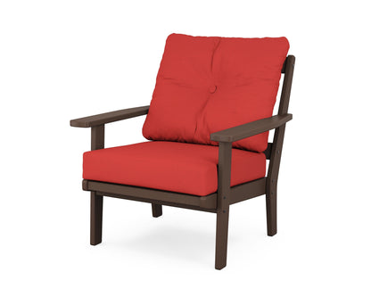 POLYWOOD® Oxford Deep Seating Chair in Mahogany / Crimson Linen