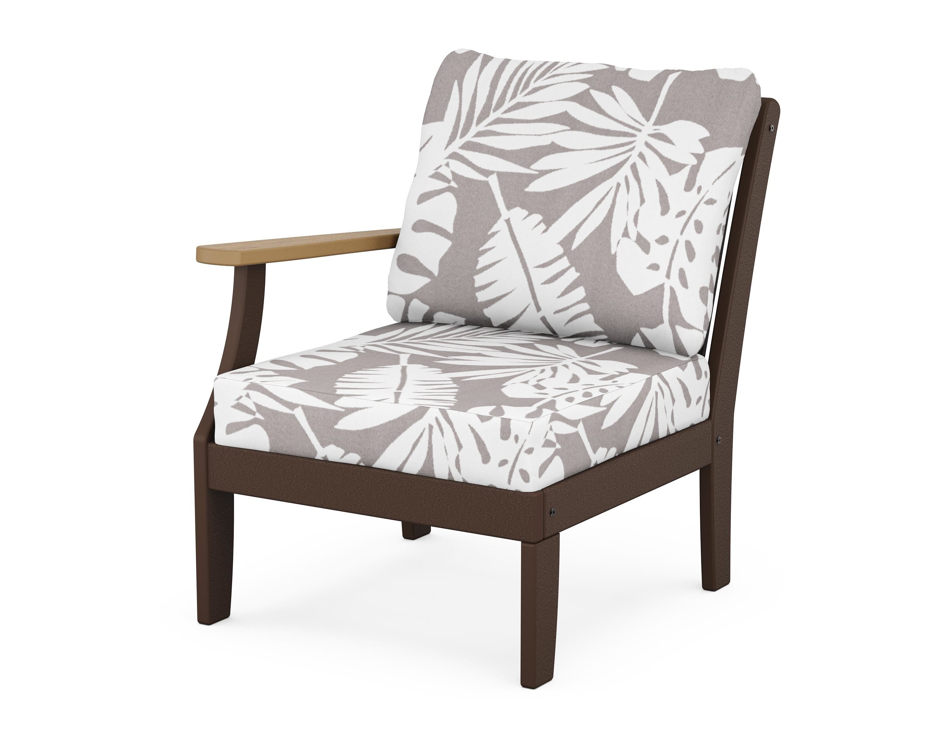 POLYWOOD® Braxton Modular Left Arm Chair in Mahogany / Natural / Leaf Grey Mist