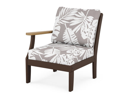 POLYWOOD® Braxton Modular Left Arm Chair in Mahogany / Natural / Leaf Grey Mist