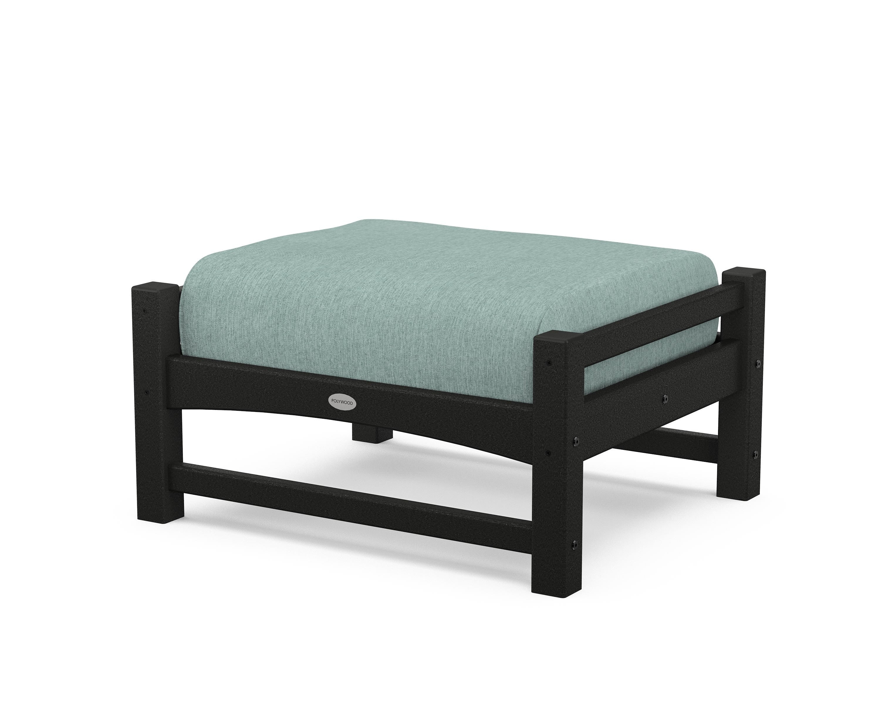 POLYWOOD® Club Ottoman in Black / Glacier Spa