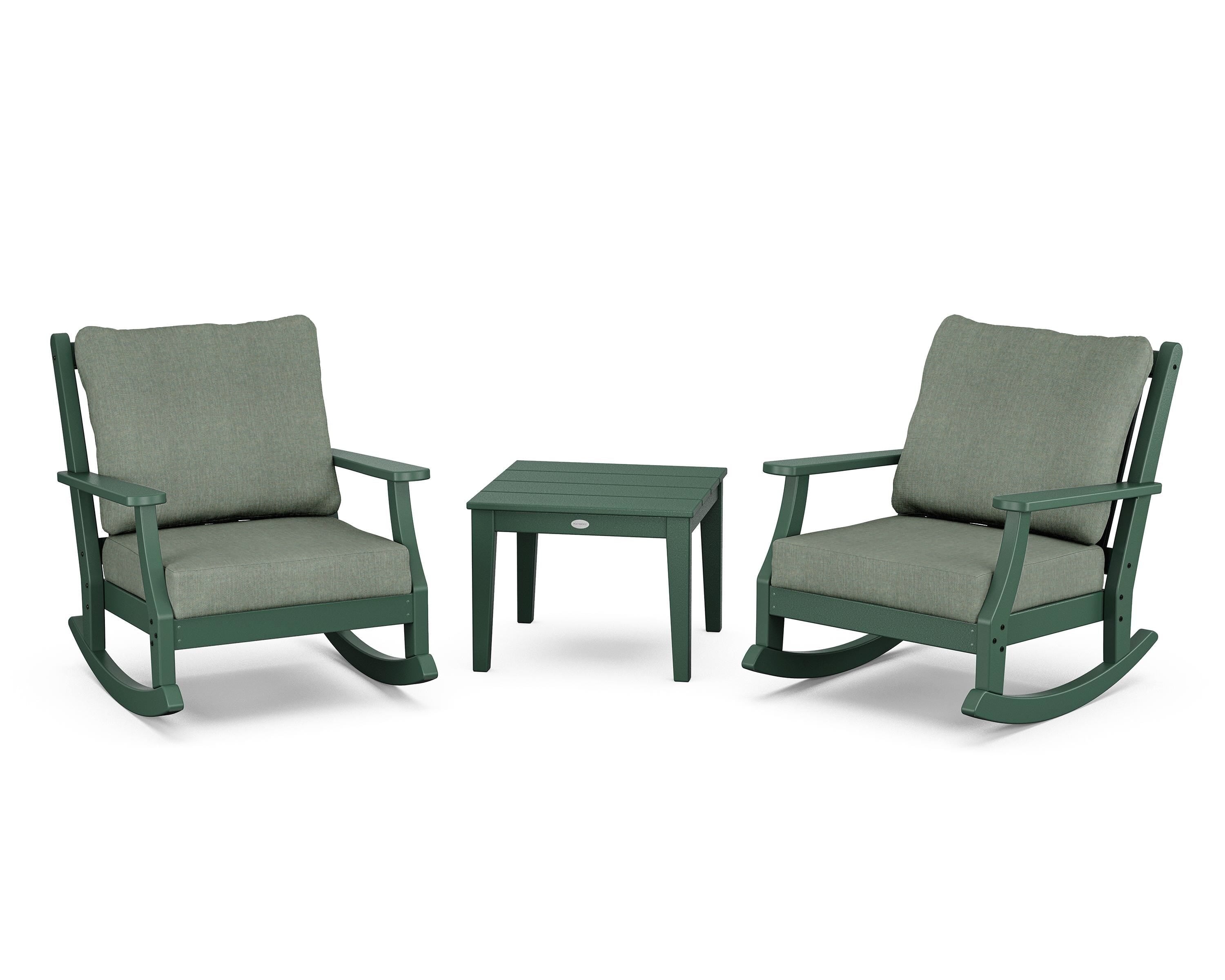 Country Living Wovendale 3-Piece Deep Seating Rocker Set in Green / Cast Sage
