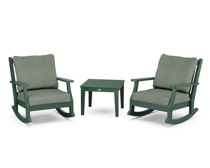 Country Living Wovendale 3-Piece Deep Seating Rocker Set in Green / Cast Sage