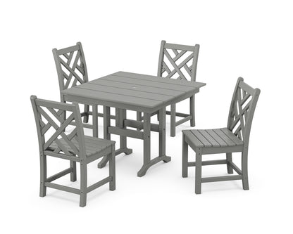 POLYWOOD® Chippendale Side Chair 5-Piece Farmhouse Dining Set in Slate Grey