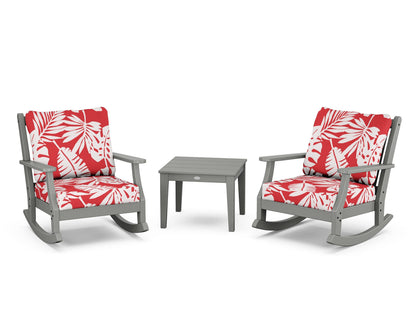 Country Living Wovendale 3-Piece Deep Seating Rocker Set in Slate Grey / Leaf Crimson