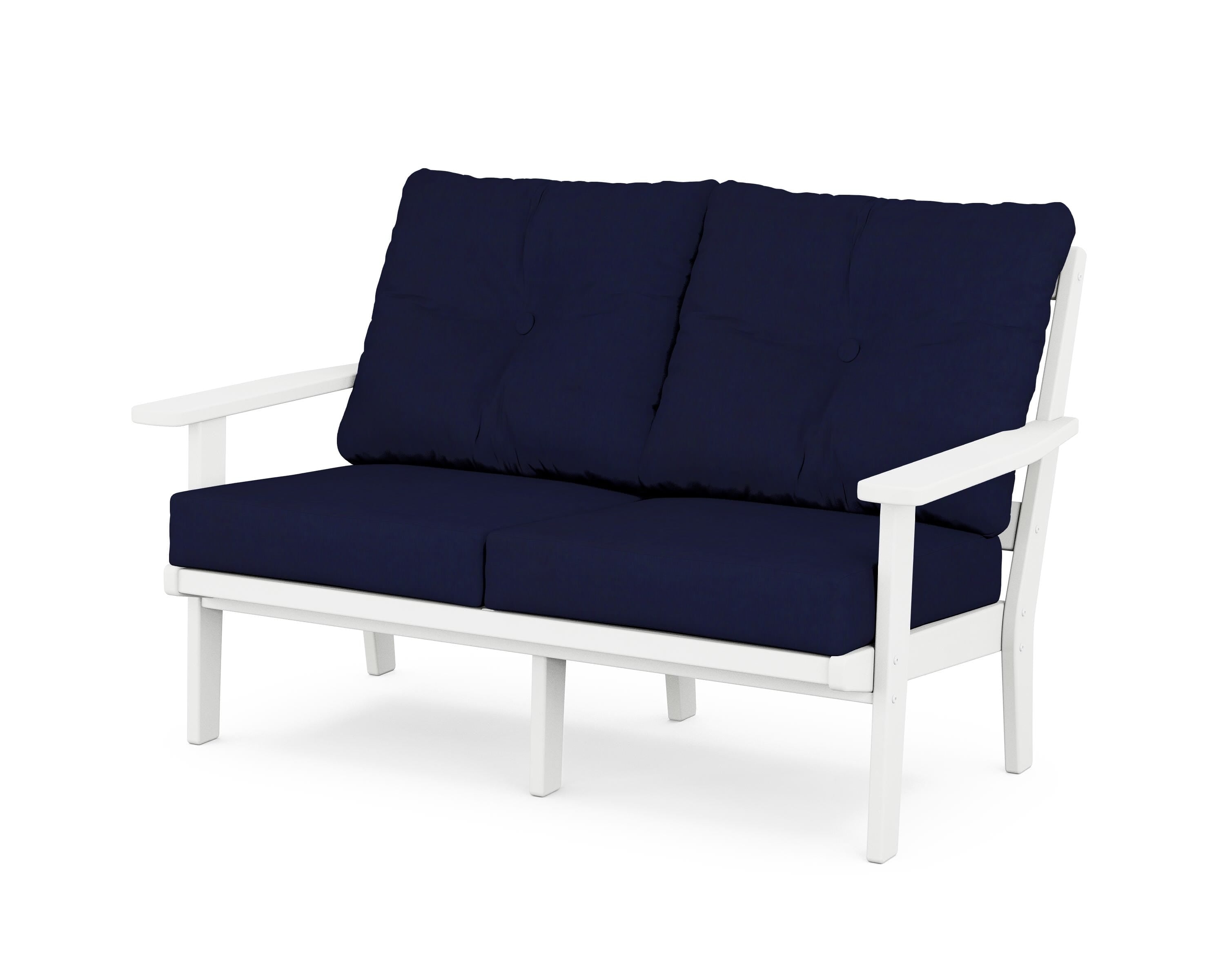 POLYWOOD® Oxford Deep Seating Loveseat in White / Navy
