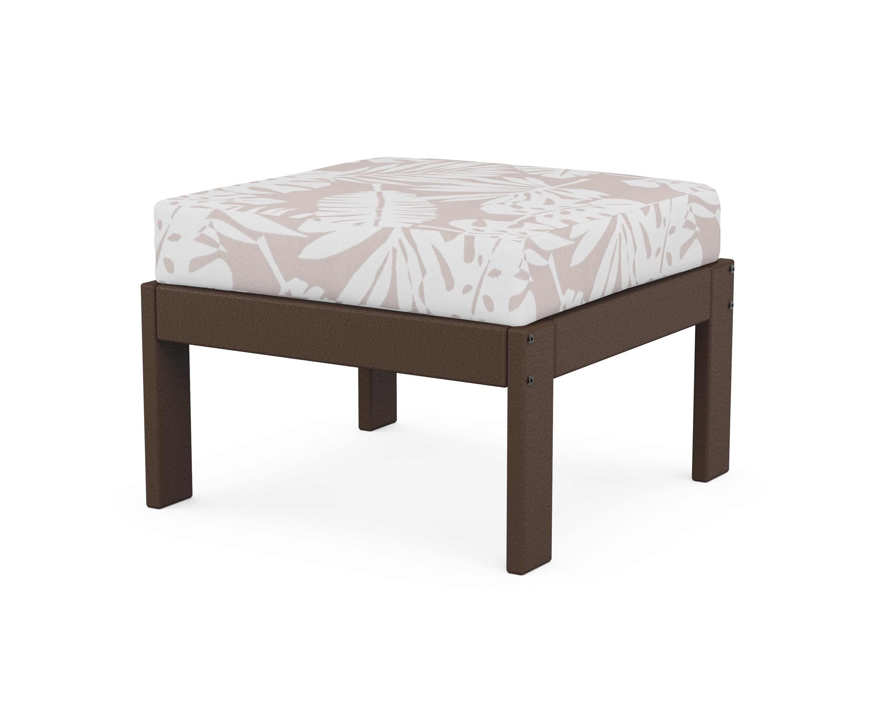 POLYWOOD® Vineyard Modular Ottoman in Mahogany / Leaf Dune Burlap