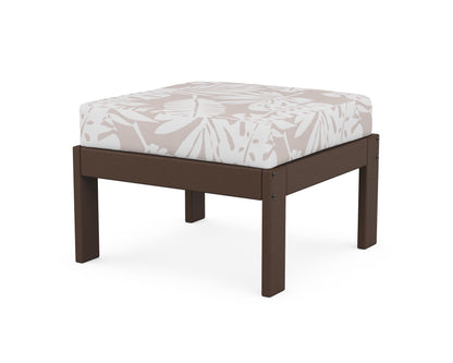 POLYWOOD® Vineyard Modular Ottoman in Mahogany / Leaf Dune Burlap