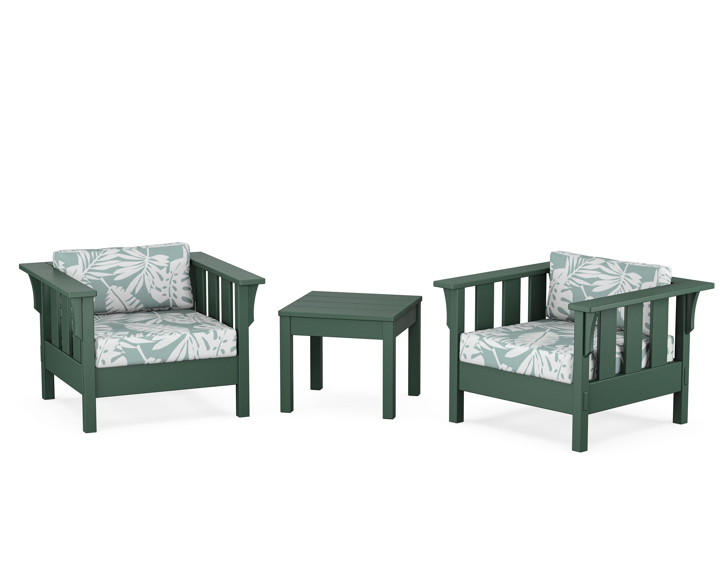 Martha Stewart by POLYWOOD® Acadia 3-Piece Deep Seating Set in Green / Leaf Glacier Spa