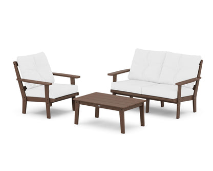 POLYWOOD® Prairie 3-Piece Deep Seating Set with Loveseat in Mahogany / Natural