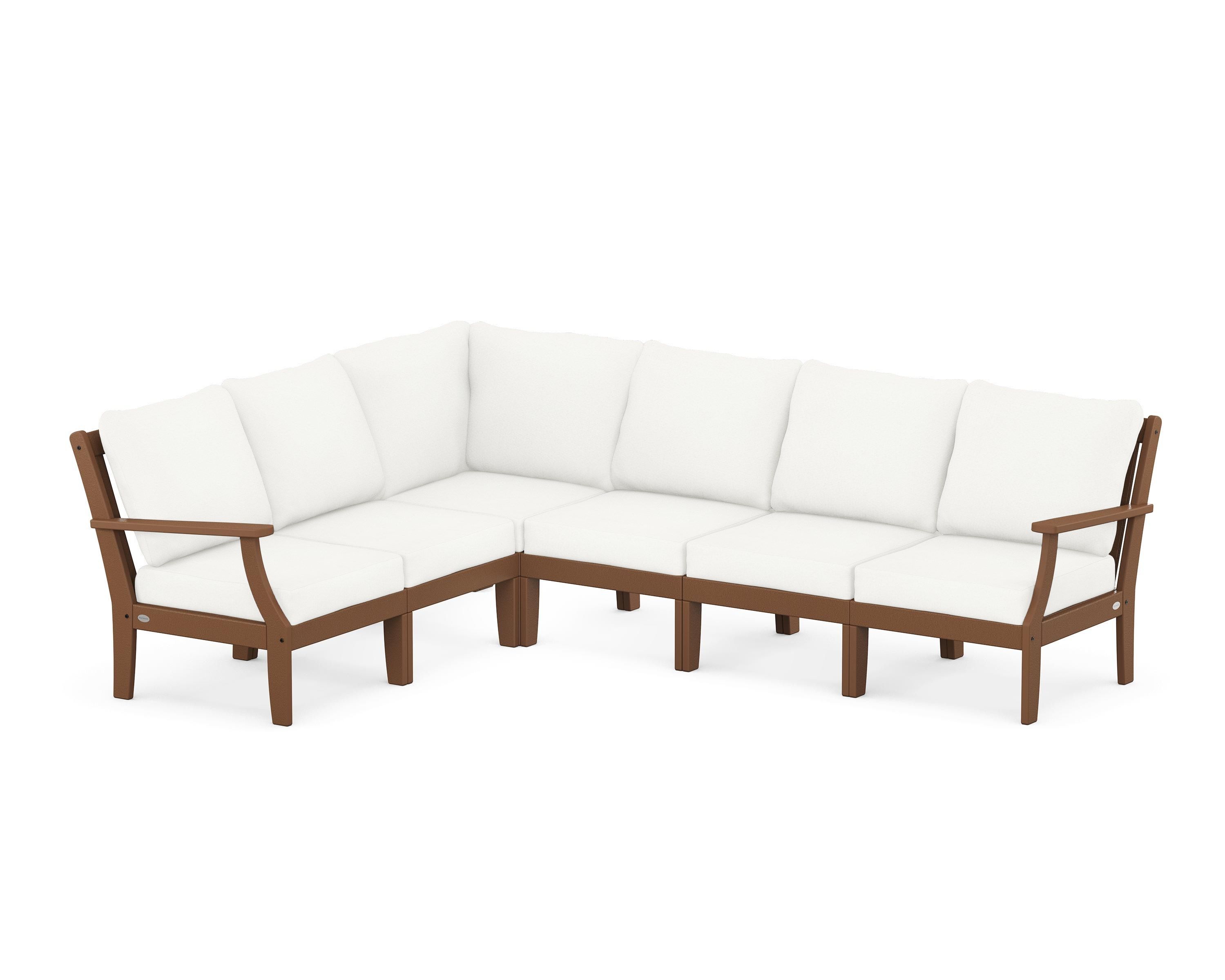POLYWOOD® Braxton Modular 6-Piece Deep Seating Set in Teak / Natural Linen