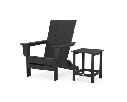 POLYWOOD® Modern Studio Folding Adirondack Chair with Side Table in Black
