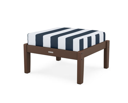 Martha Stewart by POLYWOOD® Chinoiserie Deep Seating Ottoman in Mahogany / Cabana Stripe Marine Indigo