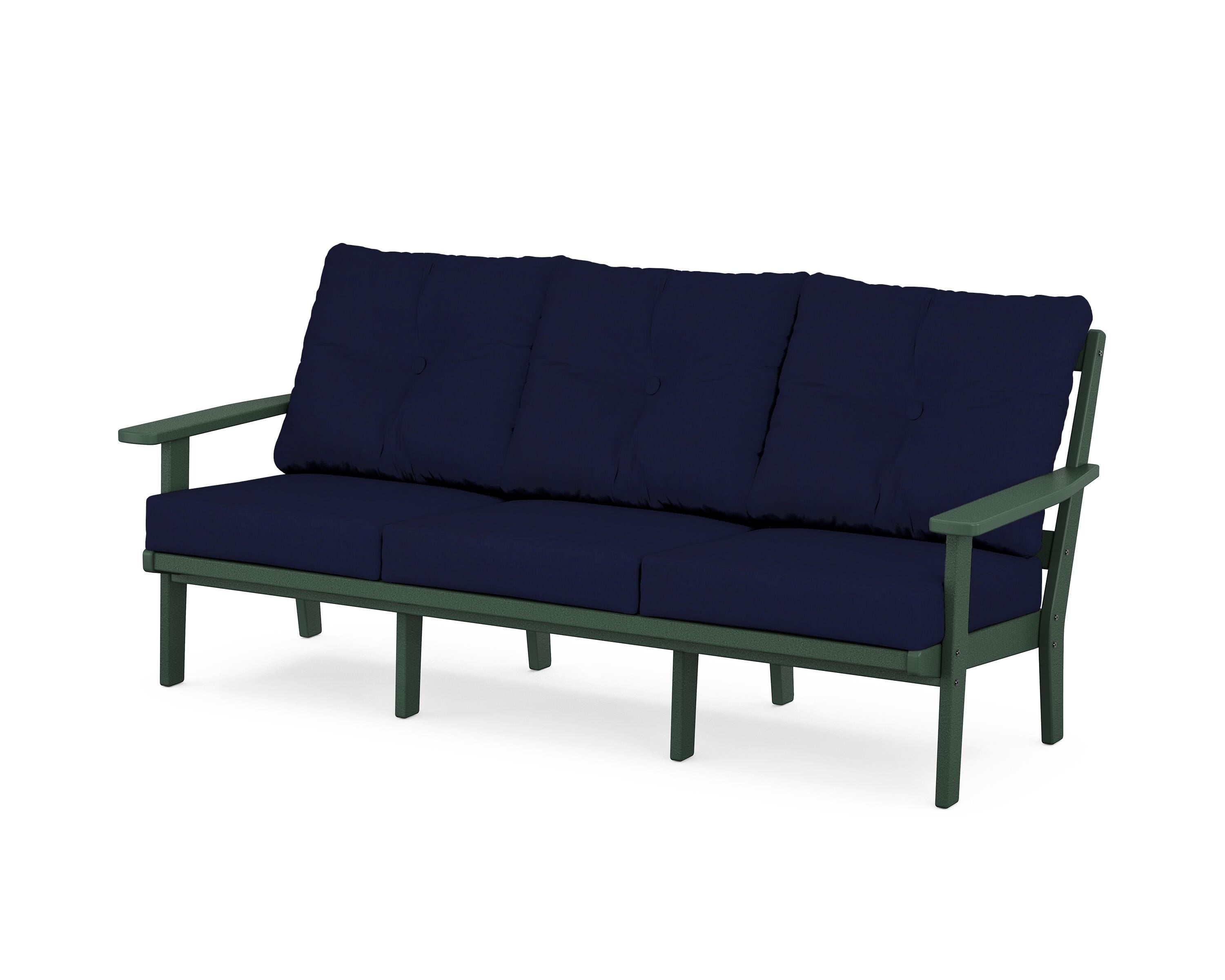 POLYWOOD® Oxford Deep Seating Sofa in Green / Navy