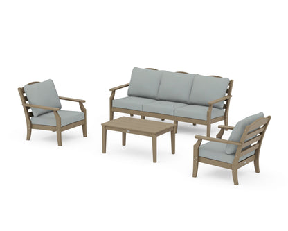 Draper James™ by  POLYWOOD® Savannah 4-Piece Deep Seating Set with Sofa in Vintage Sahara / Spa