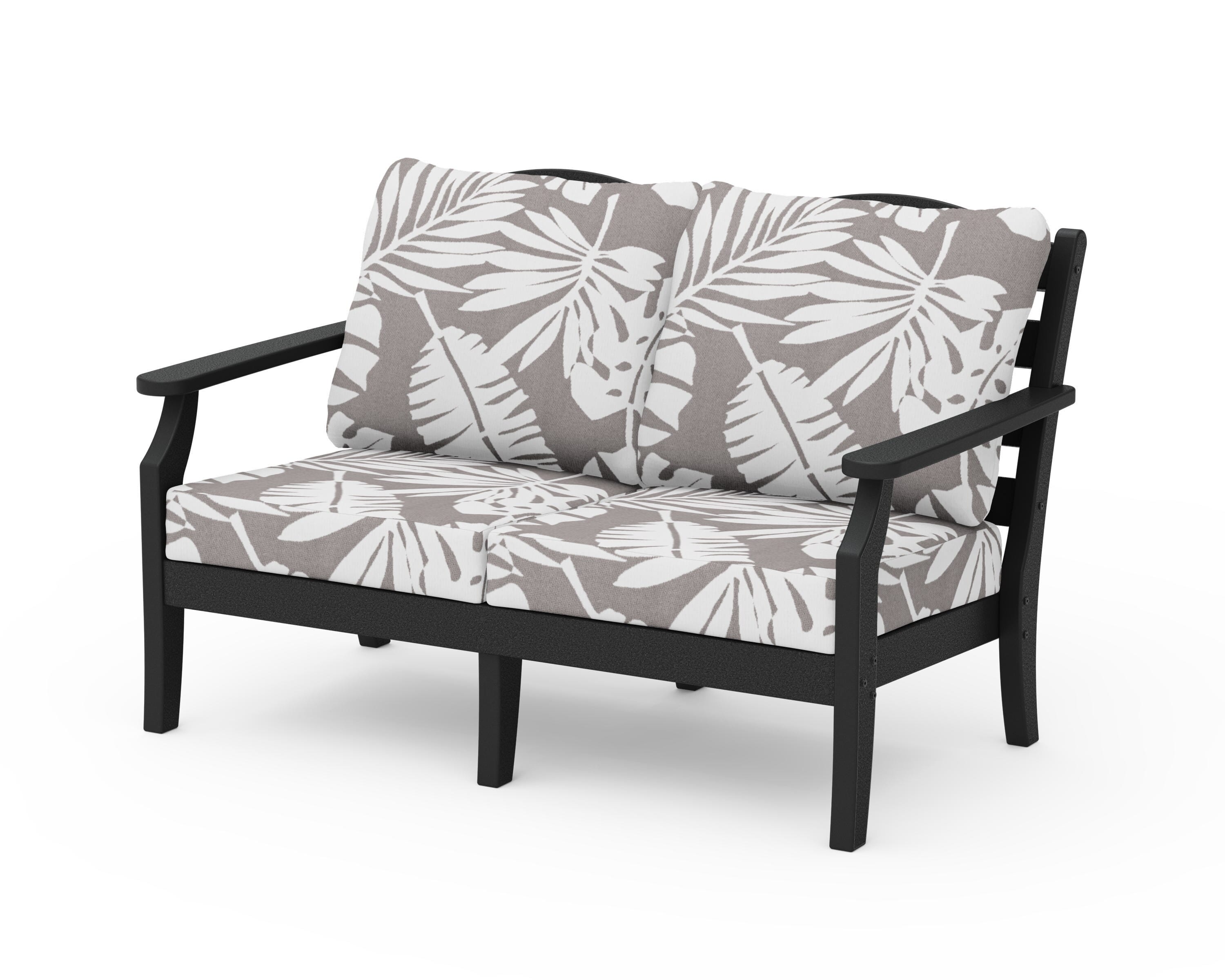 Draper James™ by  POLYWOOD® Savannah Deep Seating Loveseat in Black / Leaf Grey Mist