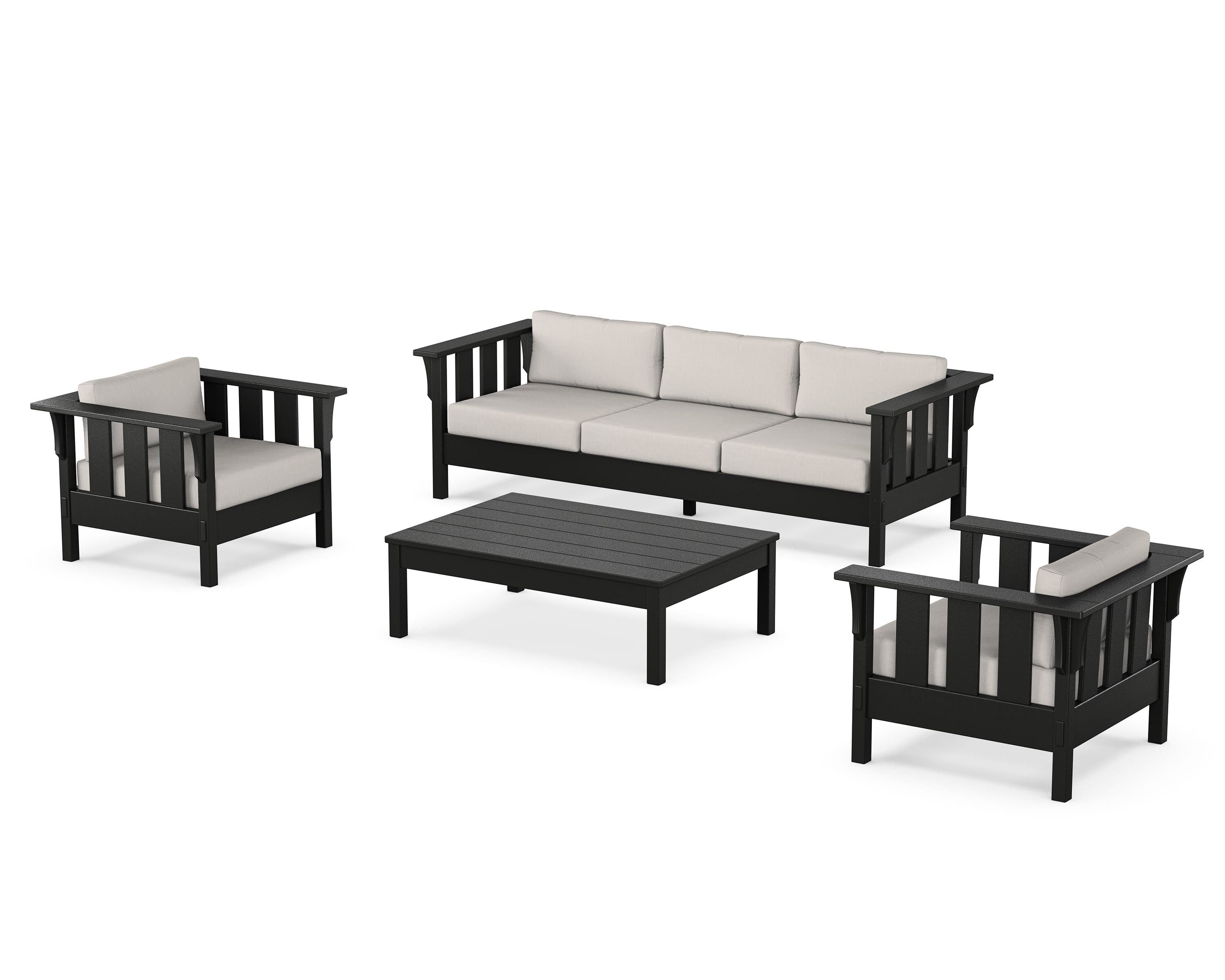 Martha Stewart by POLYWOOD® Acadia 4-Piece Deep Seating Set with Sofa in Black / Cast Ash