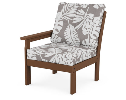 POLYWOOD® Vineyard Modular Left Arm Chair in Teak / Leaf Grey Mist