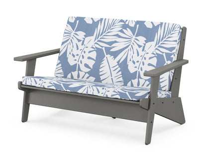POLYWOOD® Riviera Modern Lounge Loveseat in Slate Grey / Leaf Sky Blue
