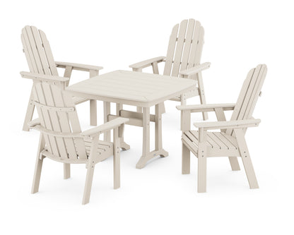 POLYWOOD® Vineyard Adirondack 5-Piece Dining Set with Trestle Legs in Sand