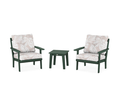 POLYWOOD® Oxford 3-Piece Deep Seating Set in Green / Leaf Dune Burlap