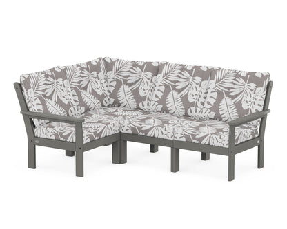 POLYWOOD® Vineyard 4-Piece Sectional in Slate Grey / Leaf Grey Mist