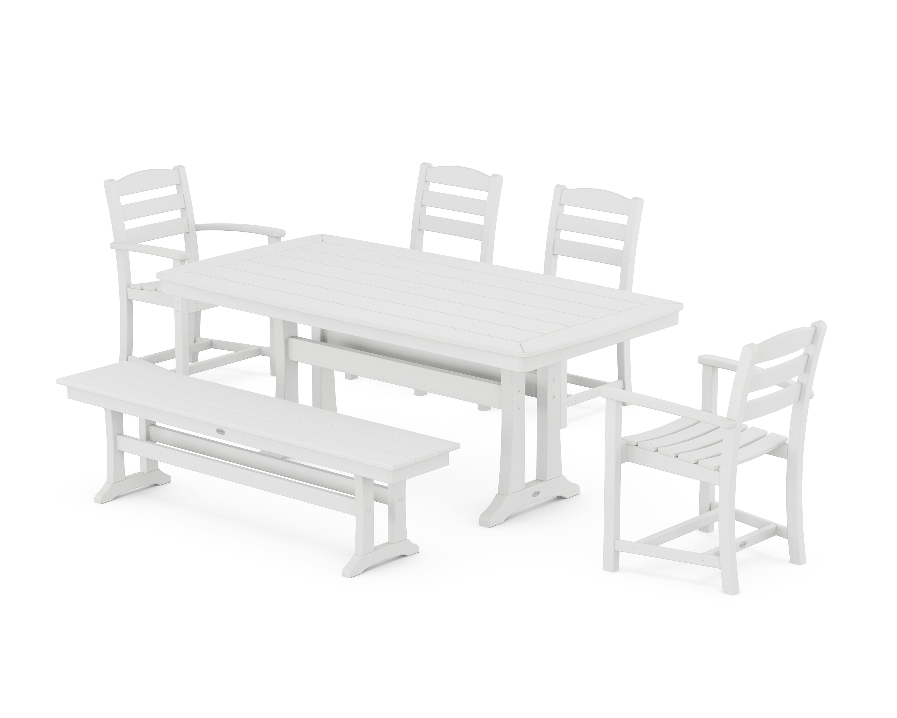 POLYWOOD® La Casa Cafe 6-Piece Dining Set with Trestle Legs in White