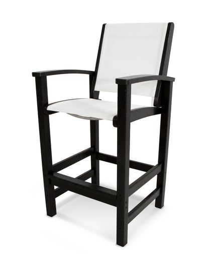 POLYWOOD® Coastal Bar Chair in Black / White Sling
