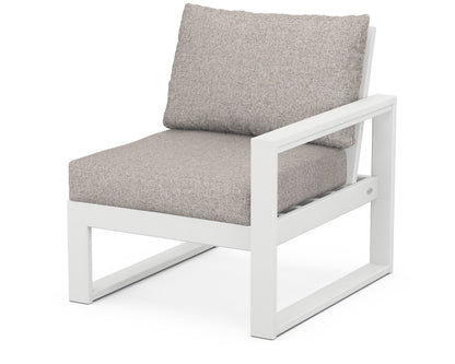 POLYWOOD® EDGE Modular Right Arm Chair in White / Weathered Tweed