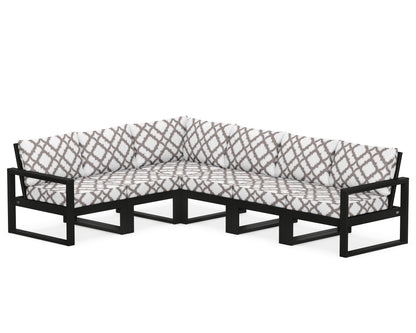 POLYWOOD® EDGE 6-Piece Modular Deep Seating Set in Black / Trellis Grey Mist