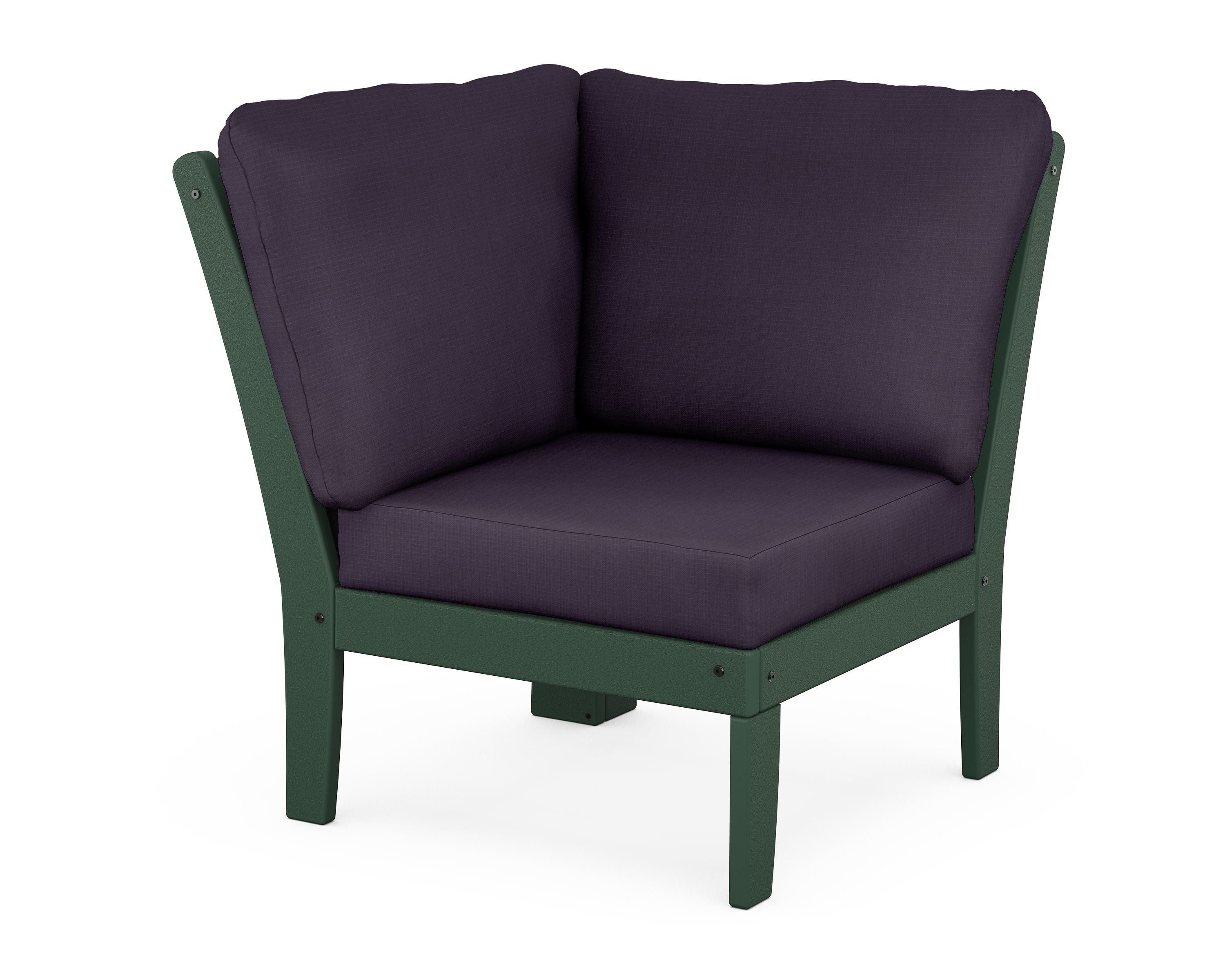POLYWOOD® Braxton Modular Corner Chair in Green / Navy Linen