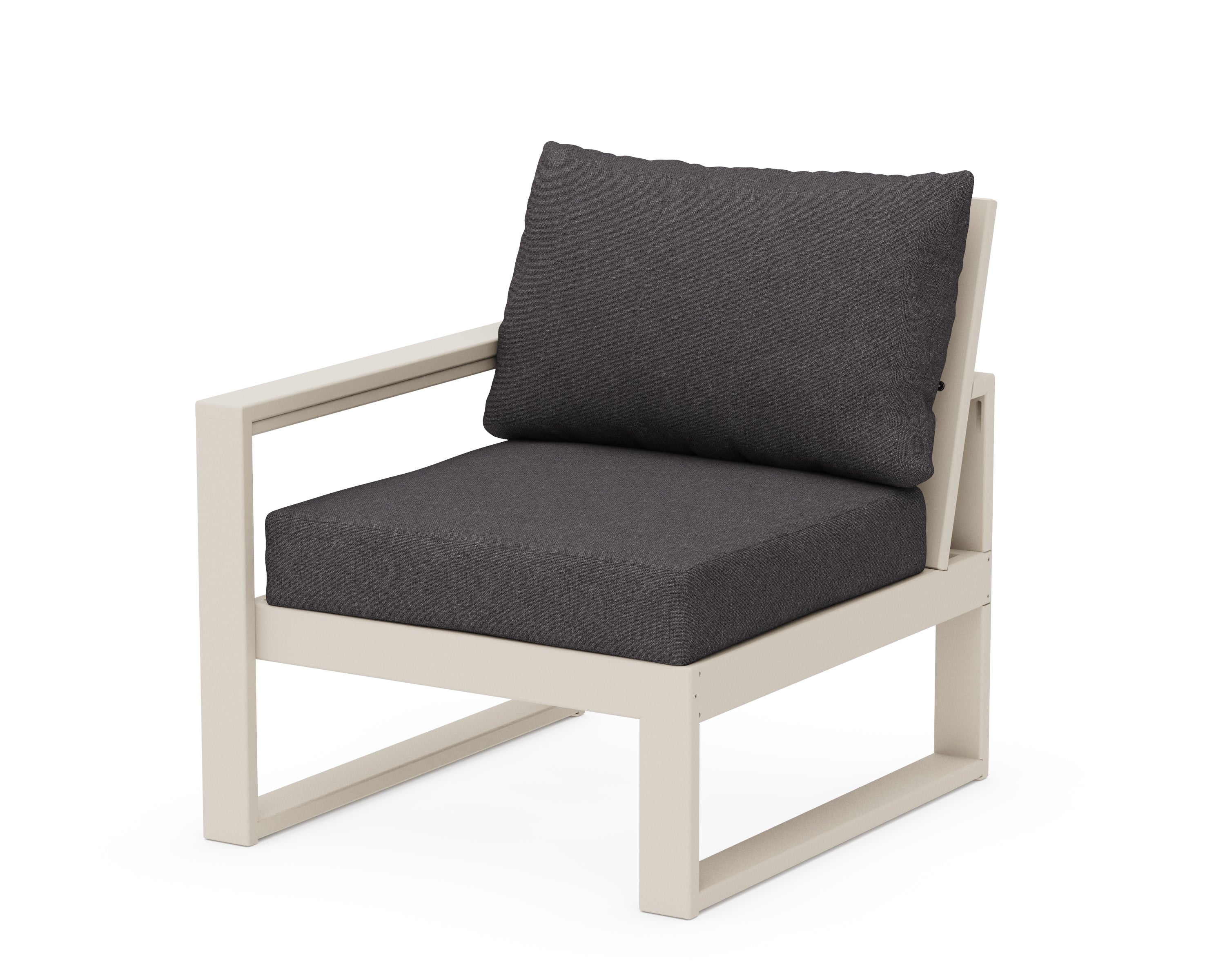 POLYWOOD® EDGE Modular Left Arm Chair in Sand / Ash Charcoal