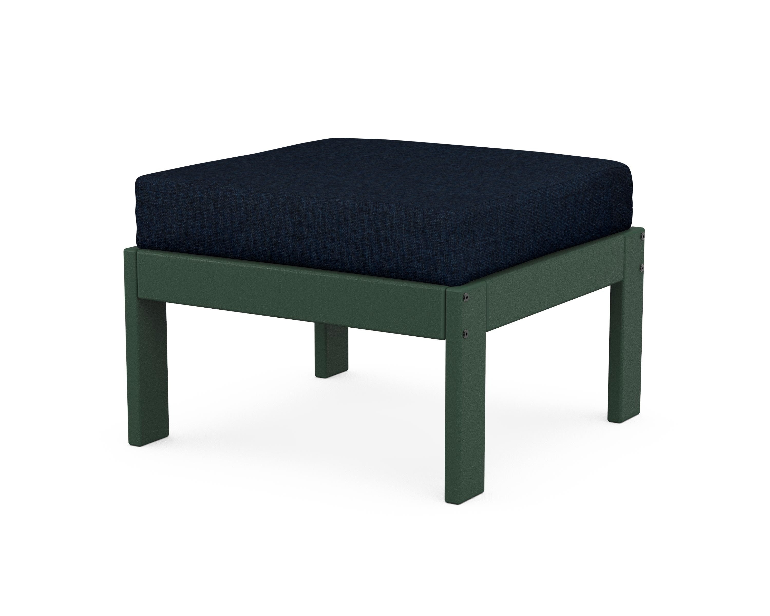 POLYWOOD® Vineyard Modular Ottoman in Green / Marine Indigo