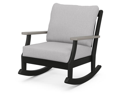 POLYWOOD® Braxton Deep Seating Rocking Chair in Black / Driftwood / Granite