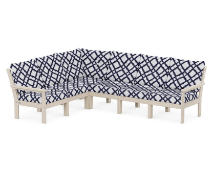 POLYWOOD® Vineyard 6-Piece Sectional in Sand / Trellis Navy