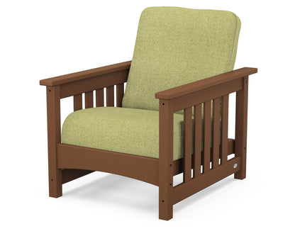 POLYWOOD® Club Mission Chair in Teak / Chartreuse Boucle