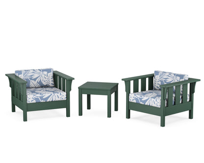 Martha Stewart by POLYWOOD® Acadia 3-Piece Deep Seating Set in Green / Leaf Sky Blue