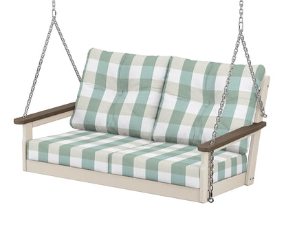 POLYWOOD® Vineyard Deep Seating Swing in Sand / Kona / Buffalo Plaid Glacier Spa