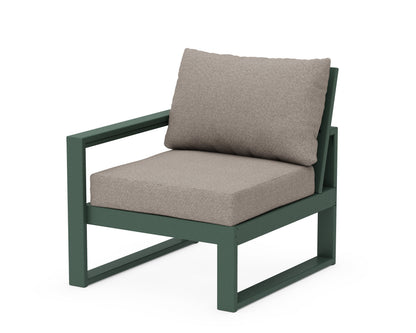 POLYWOOD® EDGE Modular Left Arm Chair in Green / Weathered Tweed