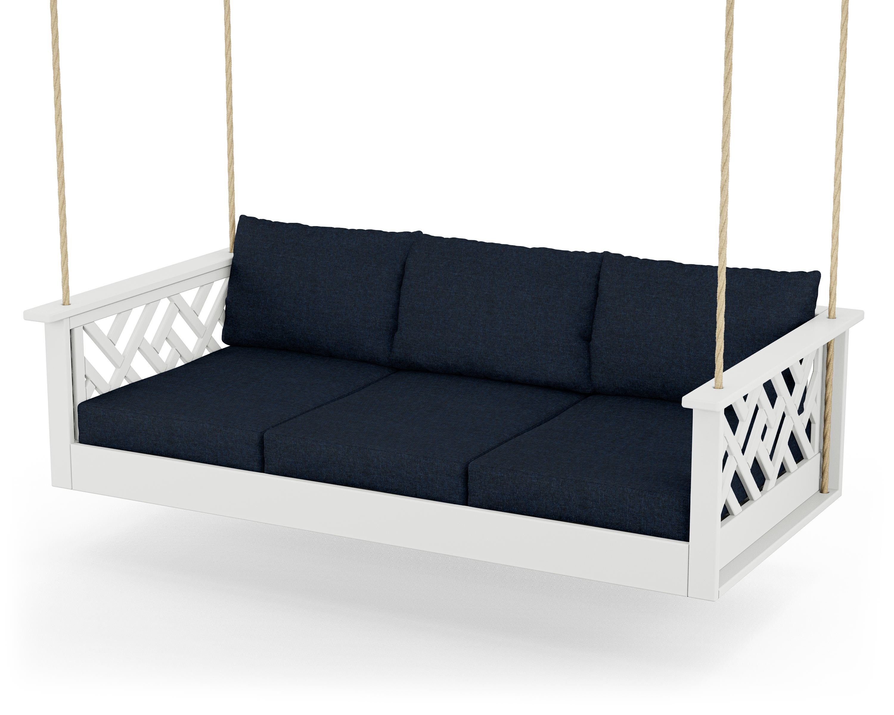 POLYWOOD® Chippendale Daybed Swing in White / Marine Indigo