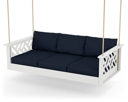 POLYWOOD® Chippendale Daybed Swing in White / Marine Indigo